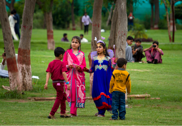 CHILDREN PALYING IN PARK ON EID DAY