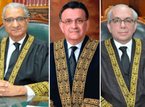 SUPREME COURT BENCH ON ELECTION CASE CJ UMAR ATTA BANDIYAL JUSTICE AIJAZUL HASSAN 1
