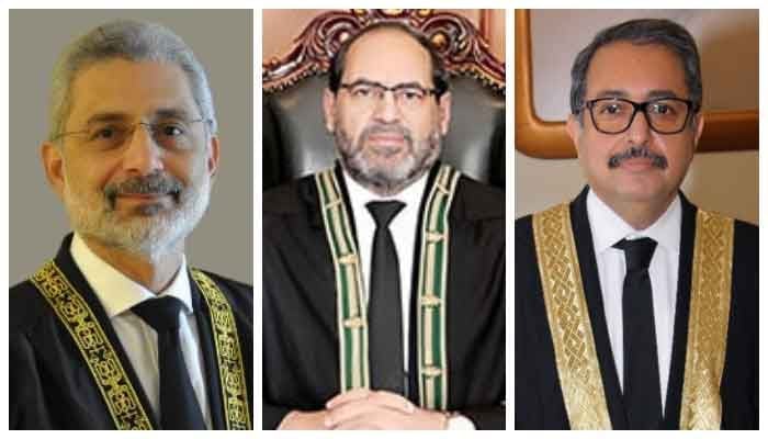 Justice Qazi Faez Isa Justice Naeem Akhtar Afghan and Justice Aamer Farooq